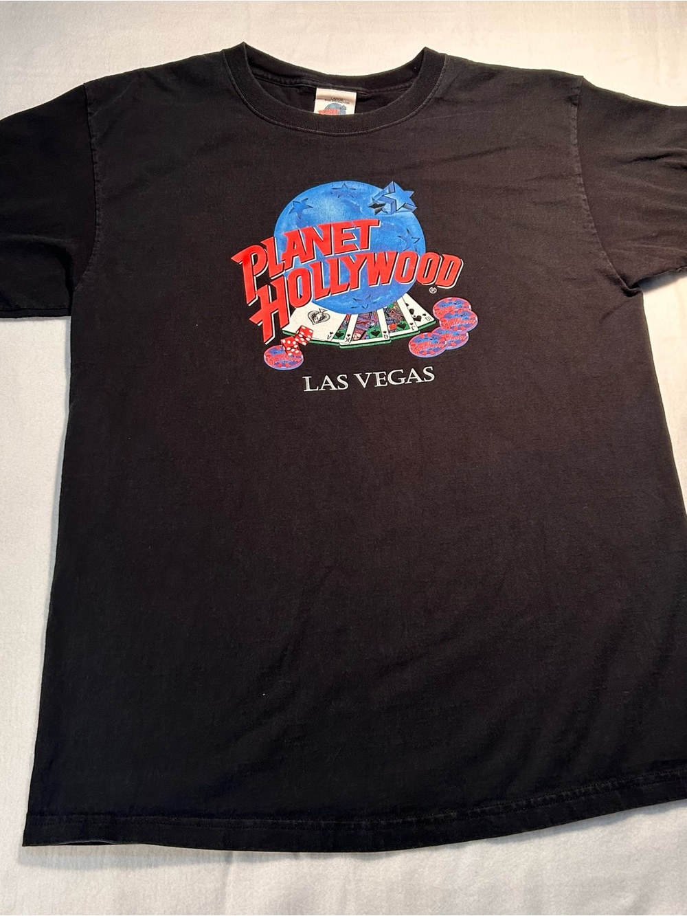 Vintage 1991 Planet Hollywood Las Vegas Black T-Shirt Rocker Grunge Edgy